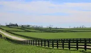 Aerial view of Six Winters Farm and surrounding Kentucky countryside
